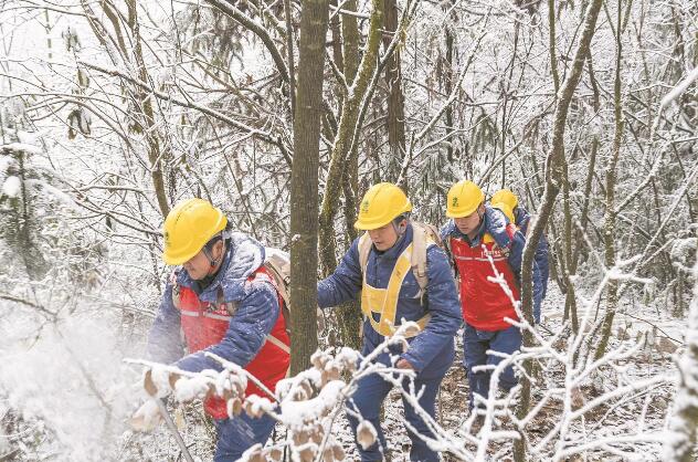 国网重庆电力公司顶风冒雪开展观冰巡检