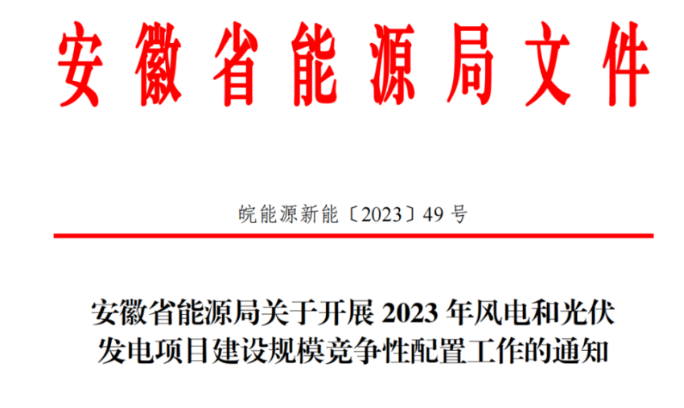 150万千瓦！安徽省2023年风电项目建设规模竞配方案公布