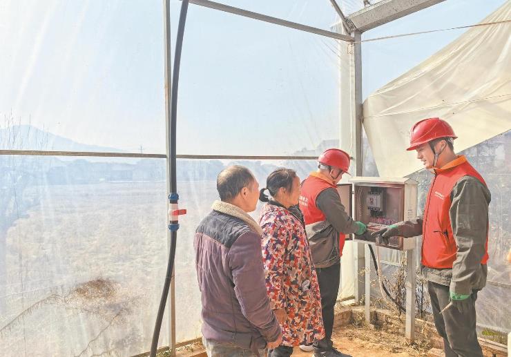 湖南醴陵：大棚线路接头破损 供电员工帮忙处理